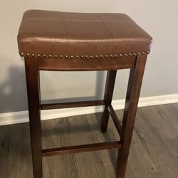 Studded Leather Bar Height Stools Brand New 
