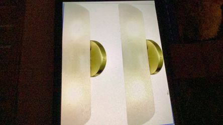 Modern Brass Wall Sconces set of 2 Frosted Glass