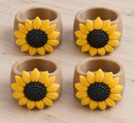 Sunflower Napkin Rings, Set of 4, Thanksgiving Table Decor, Custom Colors