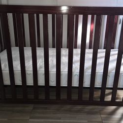 Dream On Me Solid Wood Baby Crib – Dark Cherry – Mattress Included