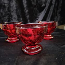 Vintage Red Glass Set Of 8