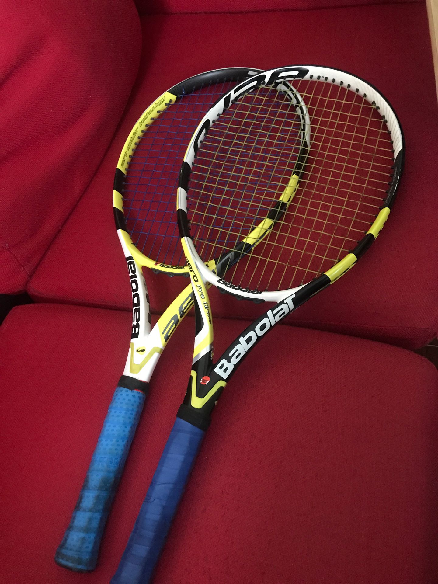 2 Babolat Tennis Rackets ..... 4 1/4 grip ...... 100 sq in