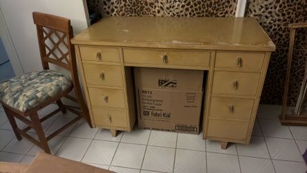 Desk with chair, 8 drawer desk