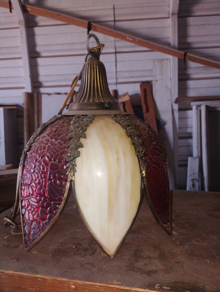 Slag Glass Fixture Mid Century