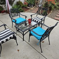 Patio Furniture, 4 Chairs, Table And Choice Of 4 Cushions