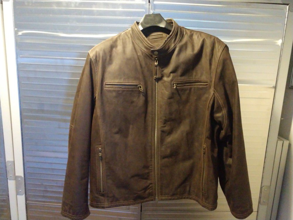 Round tree & York leather jacket brown XL new