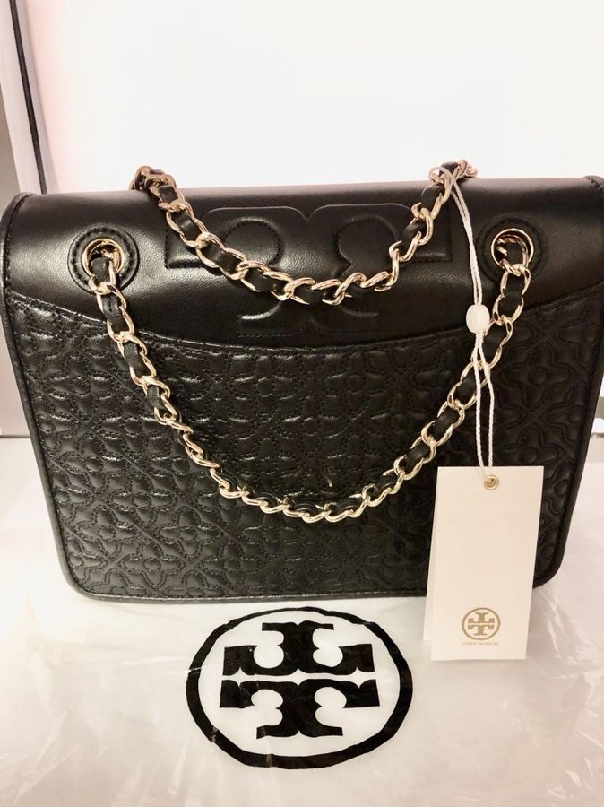 TORY BURCH Bryant Quilted Leather Black Crossbody Bag