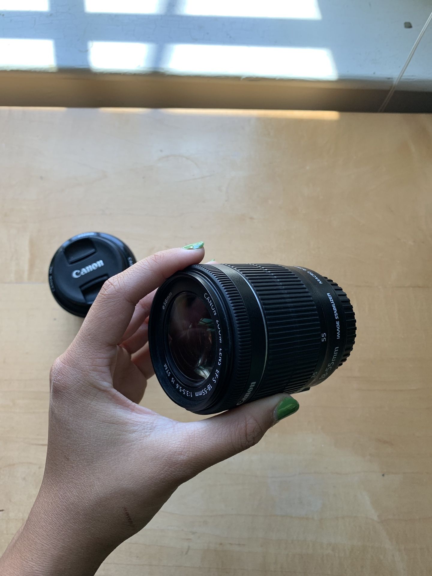 Canon lens DSLR standard 18-55 mm and 50mm 1.8 lens.