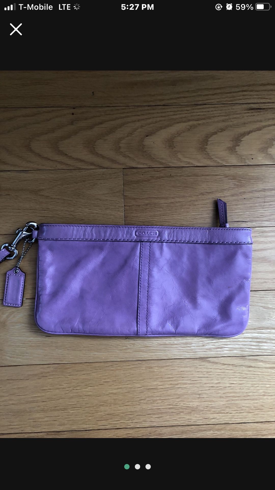 Authentic Coach XL Lavender Wristlet