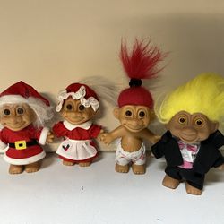 Vintage Christmas troll dolls - 4  trolls Ross brand in excellent condition   