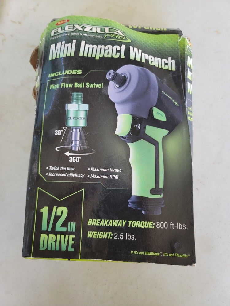 Flexzilla Pro Mini Impact Wrench - 1/2 Inch Drive Air Tool With 800 Ft-lbs Torque (AT1475FZ)