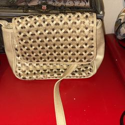 Designer Jg Hook Gold Woven Purse 