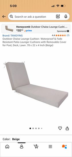 Outdoor Lounge Cushion – Brand New Sealed – Patio Chaise Pad