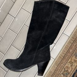 Bronx Modern Western Style Womens 8.5/39 Tall Black Suede Heeled Boot Bronx suede high boots