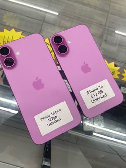 Pink iPhone 16 & 16 plus . Cash or $50 down w approval
