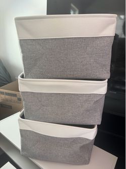 Storage Bins, Large Fabric Storage Baskets for Shelves, Decorative Linen Closet Organizer, 15 x 11 x 9.5 inche
