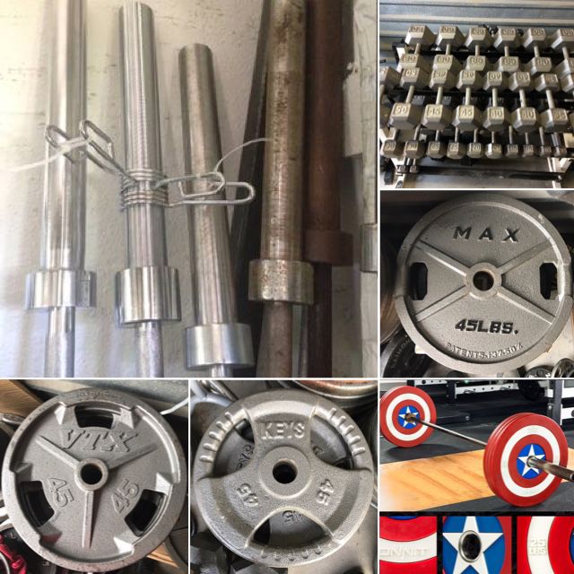 Barbells, Olympic Weight Plates, Dumbbells, Power Racks, Cages, Curl Bars, Gym Equipment