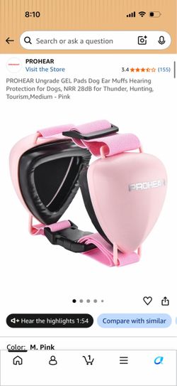 Prohear dogs ear protection NRR 28dB hearing protection Small Pink