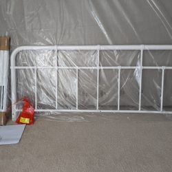 White Modern Farmhouse Metal Queen Headboard