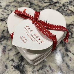 Magenta Rae Dunn Valentine's Day White with Red LL LOVE Coasters Set of 4 New!