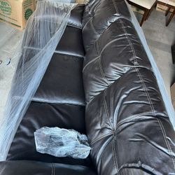 Brown Leather Couch With Bed