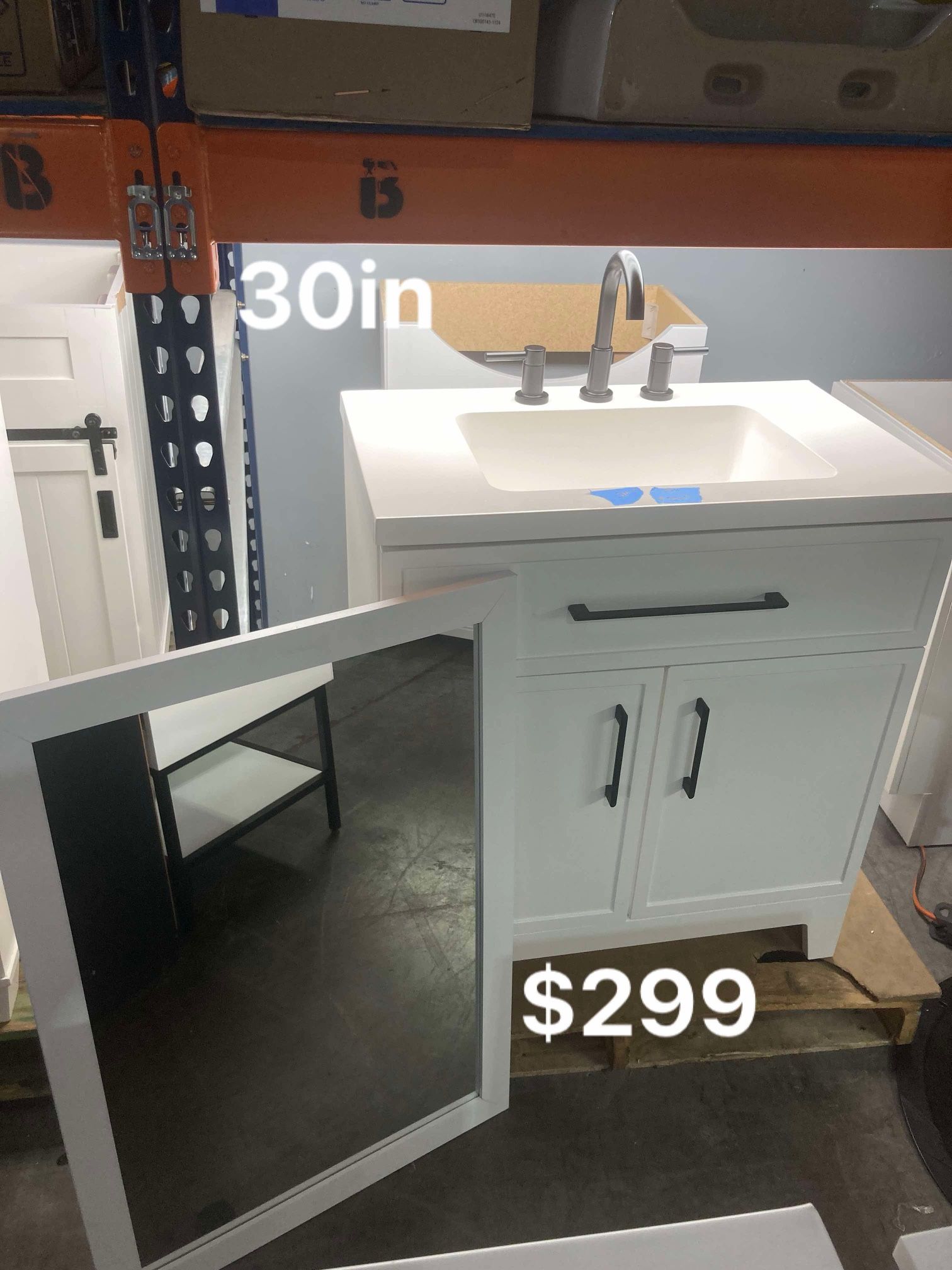 30in Bathroom Vanity With Top, Faucet And Mirror