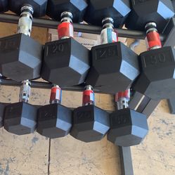 Rubber Hex Dumbbells And Rack All Brand New