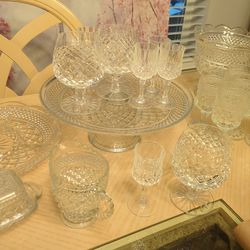 Crystal dishes, glasses and serving pieces
