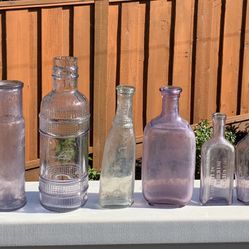 17 Antique Glass Medicine & Ink Bottles