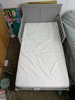 Toddler bed frame and mattress