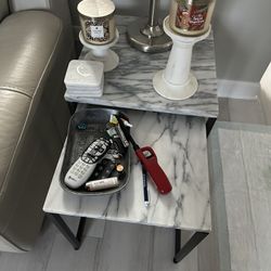 2 West Elm Marble Side Tables 