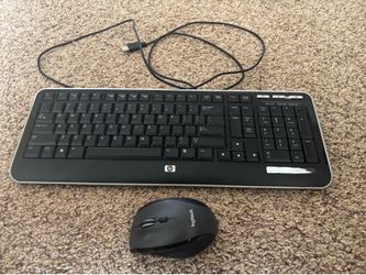🖥️ HP Wired Keyboard + Logitech Wireless Mouse Combo