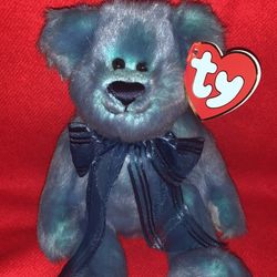 Ty AZURE BLUE bear Attic Treasures Collection, Tag/tash, Collection Item