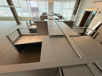 Haworth Compose Glass Loaded Various Sizes L Shape Stations 65" Tall