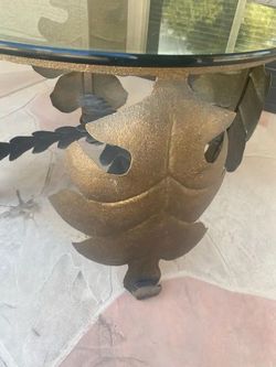 Beautiful Custom Glass/bronze Leaf Table 