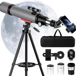 Telescope for Adults High Powered - 90mm Aperture 600mm Refractor Telescope for Kids & Beginners - Portable Astronomy Telescopes Profesional with Phon