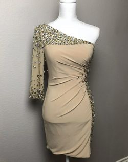 NWOT SHERRI HILL ab Crystal Embellished One Sleeve Party Or Prom Dress size 4