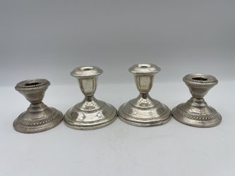 Two Pairs of Sterling Silver Weighted Candles (Empire & N.S. Co.) Total Weight: 795.9g