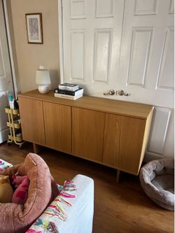 Mid-Century Modern Oak Wood Sideboard Credenza