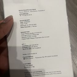 Patek Philippe Nautilus 5719/1G-001 Receipt 