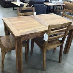 Solid Wood Collapsible Dining Table With 4 Chairs