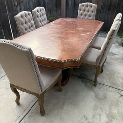 Solid Wood Dining Table Set – 6 Chairs