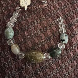 Vintage Jasper & Agate Gemstone Adjustable Bracelet- Unisex 