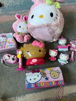 Hello kitty toys stuff animals and Halloween basket