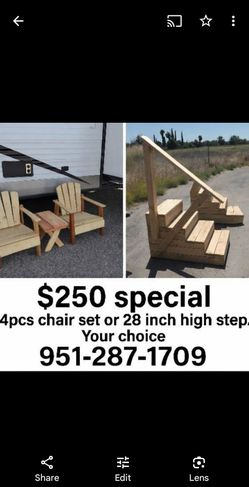 Patio chairs and mobile home steps.