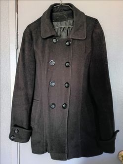 Dark Brown Wool Double-Breasted Pea Coat