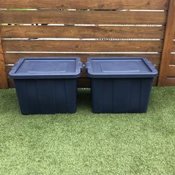 2 Sterilite Blue Storage Containers