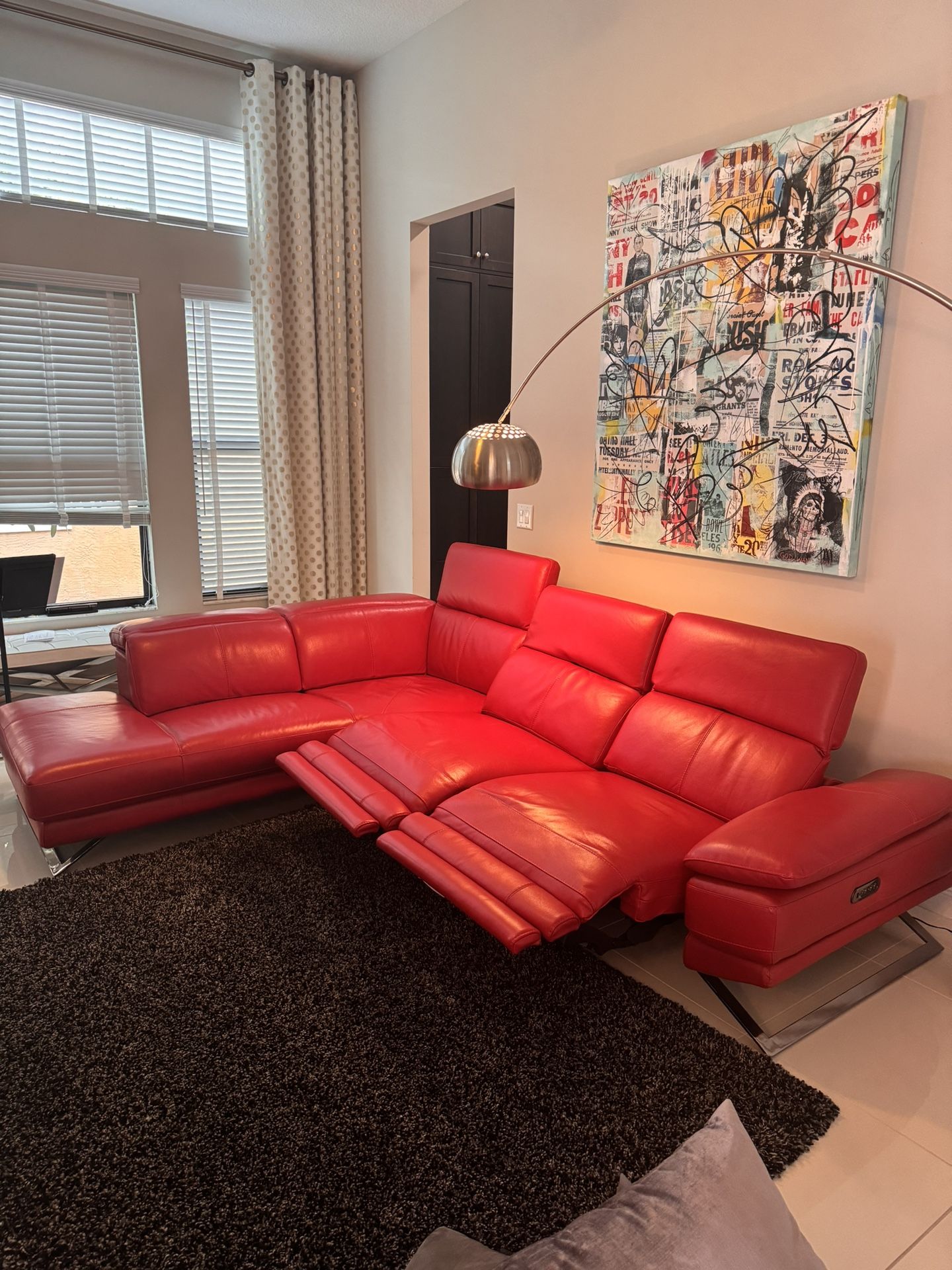 Leather Red Couch modern