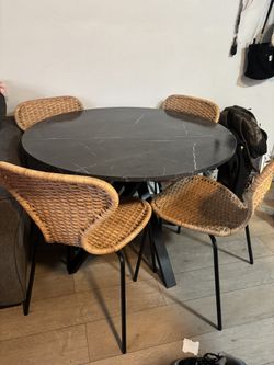 IKEA Table With 4 Wicker Chairs