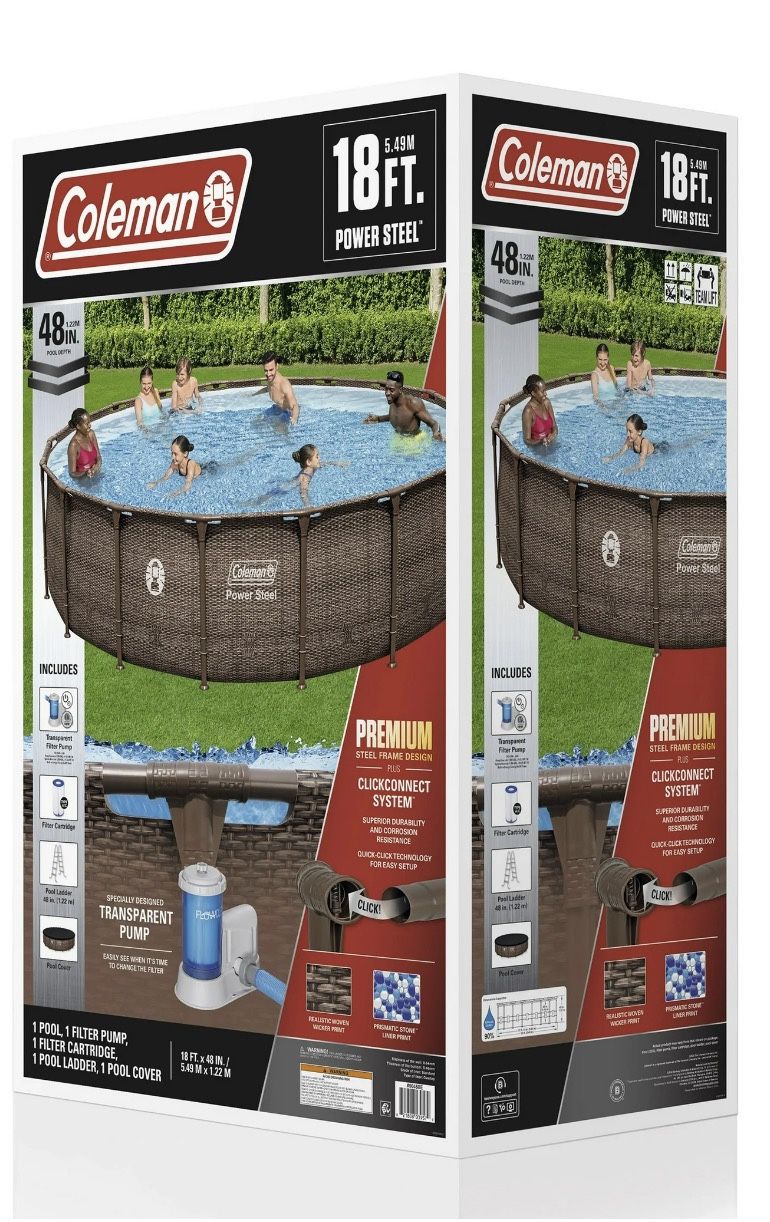 Coleman Power Steel 18 ft. x 48 in. Round Metal Frame Above Ground Pool